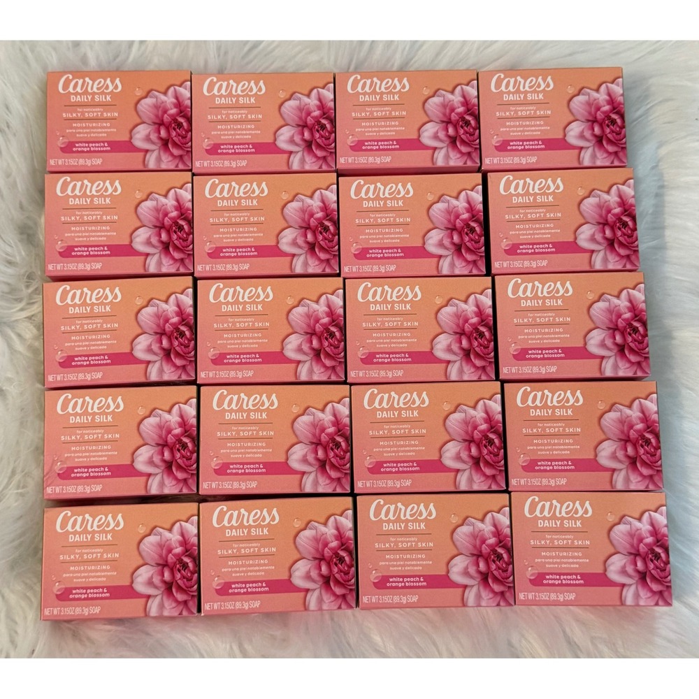 Caress Daily Silk Bar Soap White Peach Orange Blossom 3.15oz 20 Pack Bulk Lot